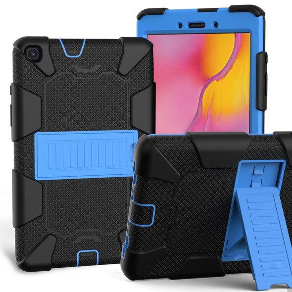 For Galaxy Tab A8.0 2019 / T290 Shockproof Two-Color Silicone Protection Case with Holder(Black+Blue)