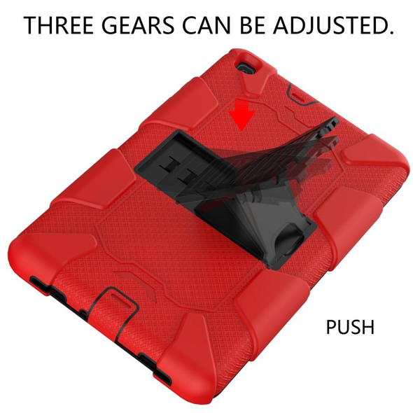 For Galaxy Tab A8.0 2019 / T290 Shockproof Two-Color Silicone Protection Case with Holder(Red+Black)