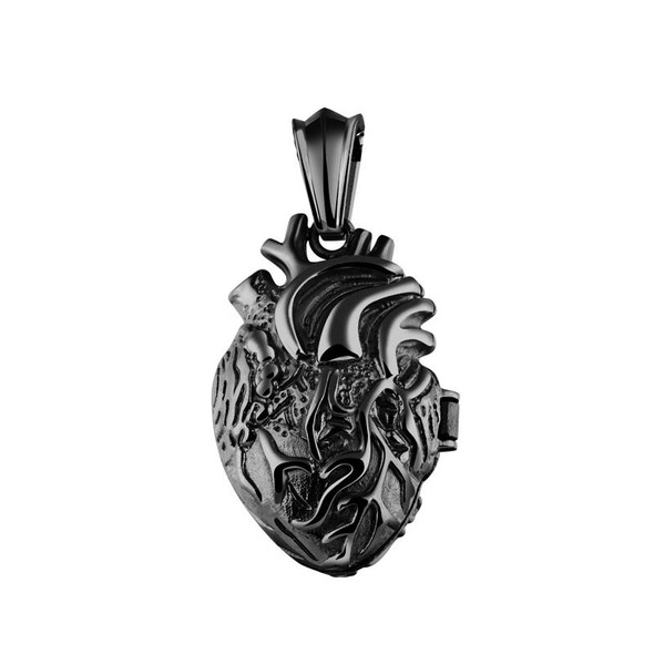 1168 Personalized Titanium Steel Cardiac Pendant Can Be Opened, Color: Black Large Single Pendant