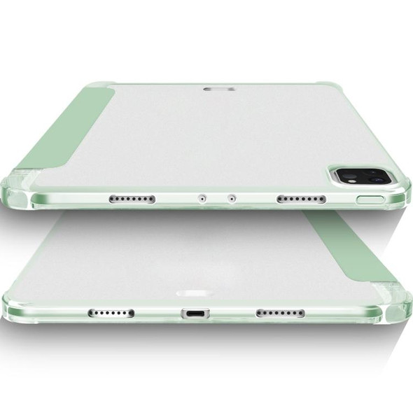 For iPad Pro 12.9 2022 / 2021 / 2020 3-fold Shockproof Smart Leatherette Tablet Case(Green)