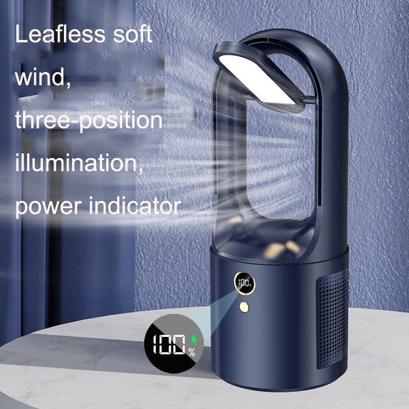 X27 Blue Student Dormitory Bedside Small USB Charging Platform Light Desktop Bladeless Quiet Fan