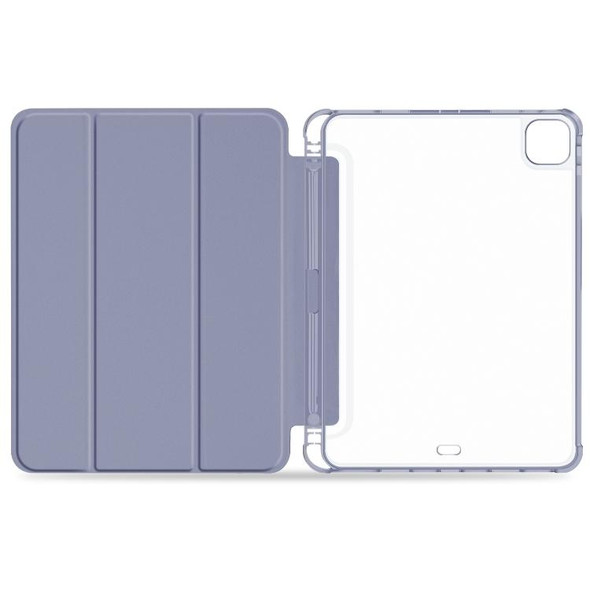 For iPad Pro 12.9 2022 / 2021 / 2020 3-fold Shockproof Smart Leatherette Tablet Case(Lavender)