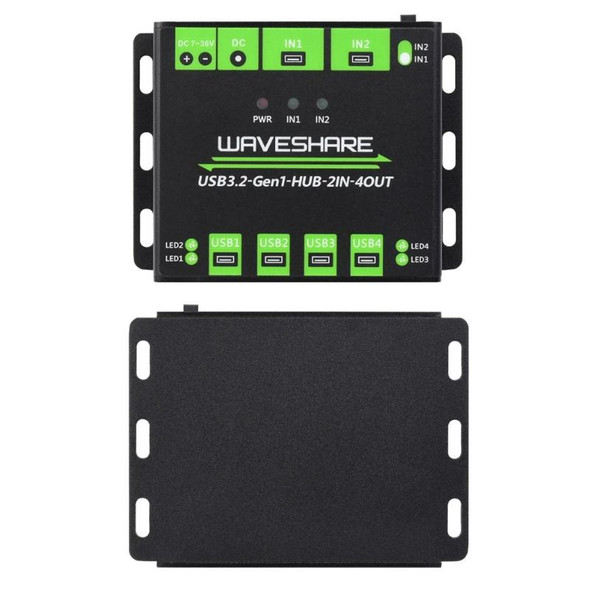 Waveshare 23929 USB HUB, Extending 4 X USB 3.2 Ports, Switchable Dual Hosts, Multi Protections