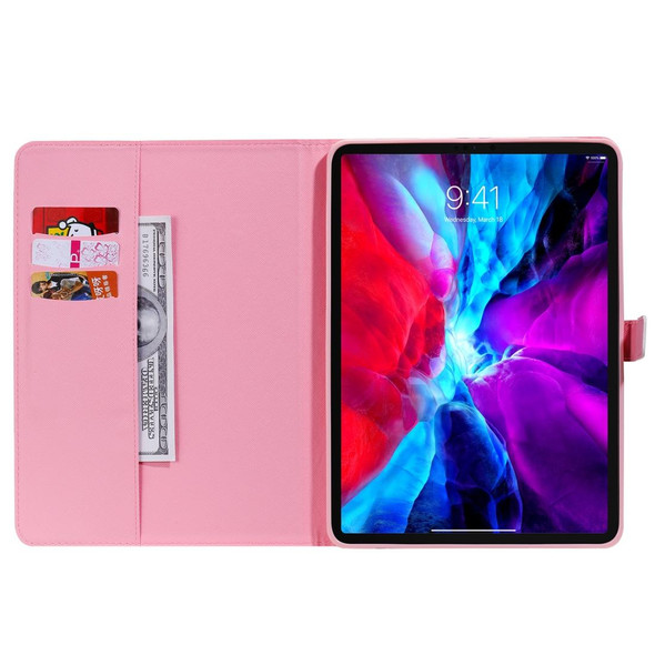 For iPad Pro 11 (2020) 3D Colored Drawing Horizontal Flip Leatherette Tablet Case with Holder & Card Slot & Wallet(Red Rose)