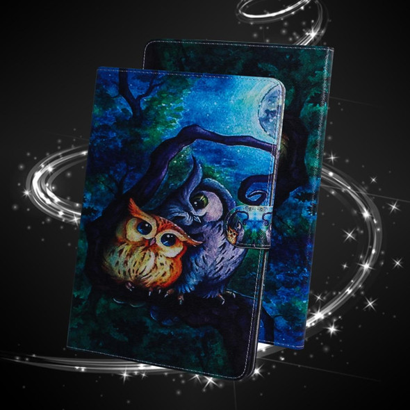 For Samsung Galaxy Tab A8.4 (2020) Colored Drawing Pattern Horizontal Flip PU Leatherette Case with Holder & Card Slots & Wallet(Owl)