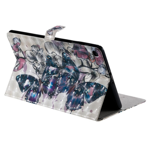 For Galaxy Tab A 10.1 (2019) 3D Colored Drawing Horizontal Flip Leatherette Case with Holder & Card Slots & Wallet (Black Butterfly)