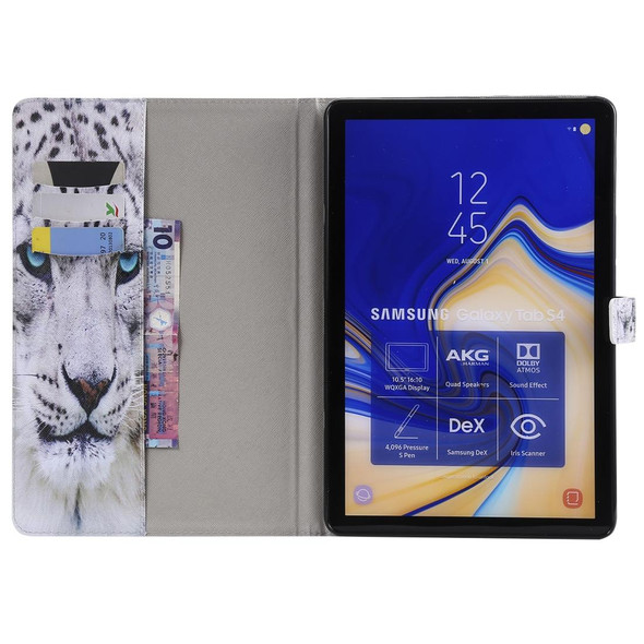 For Galaxy Tab S4 10.5 T830 / T835 Colored Drawing Pattern Horizontal Flip PU Leatherette Case with Holder & Card Slots & Wallet (White Panther)