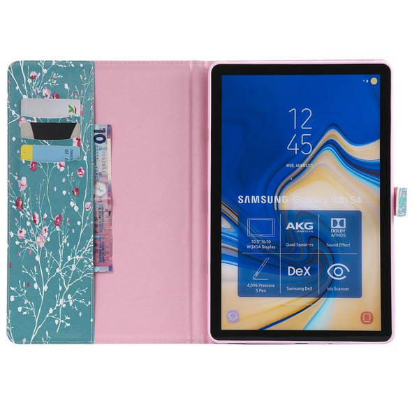 For Galaxy Tab S4 10.5 T830 / T835 Colored Drawing Pattern Horizontal Flip PU Leatherette Case with Holder & Card Slots & Wallet (Apricot Tree)