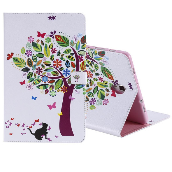 For Galaxy Tab A 10.5 T590 / T595 Colored Drawing Pattern Horizontal Flip PU Leatherette Case with Holder & Card Slots & Wallet(Cat and Tree)