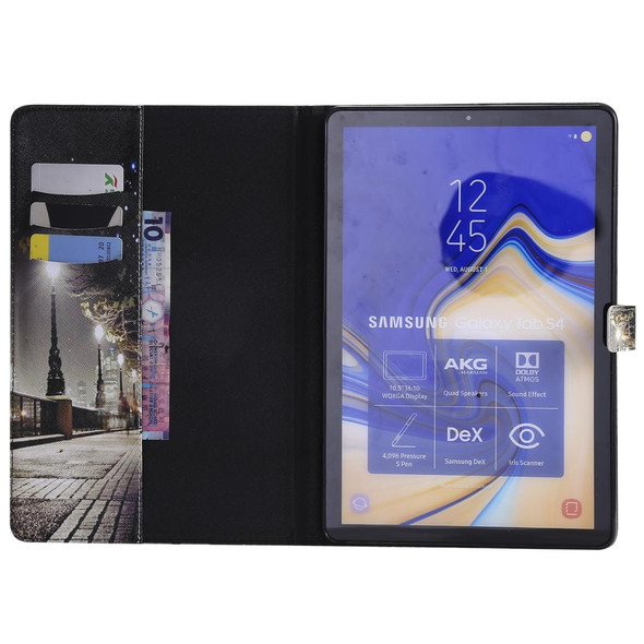 For Galaxy Tab S4 10.5 T830 / T835 Colored Drawing Pattern Horizontal Flip PU Leatherette Case with Holder & Card Slots & Wallet (Cityscape)