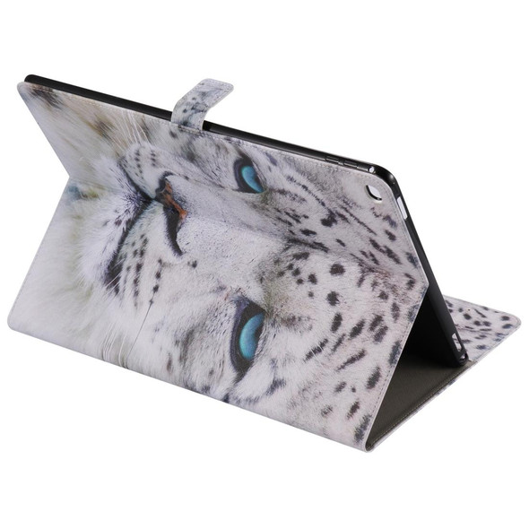 For iPad Pro 12.9 2018 Colored Drawing Pattern Horizontal Flip PU Leatherette Case with Holder & Card Slots & Wallet & Sleep / Wake-up Function(White Panther)