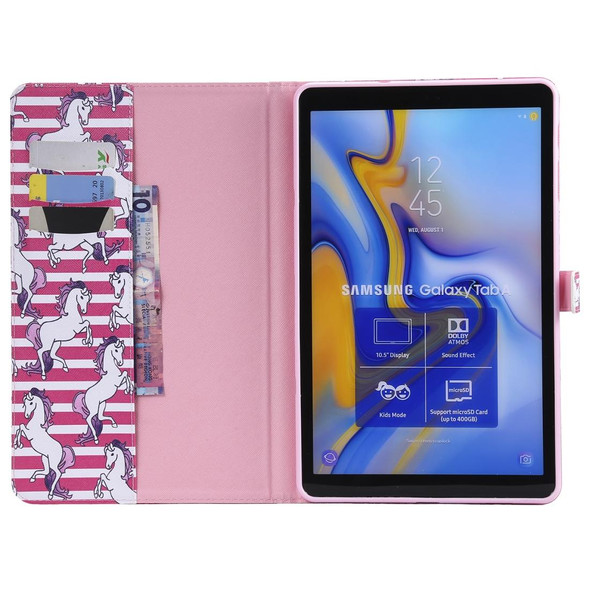 For Galaxy Tab A 10.5 T590 / T595 Colored Drawing Pattern Horizontal Flip PU Leatherette Case with Holder & Card Slots & Wallet(Horse)