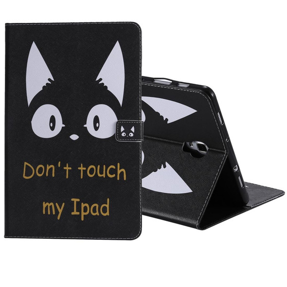 For Galaxy Tab A 10.5 T590 / T595 Colored Drawing Pattern Horizontal Flip PU Leatherette Case with Holder & Card Slots & Wallet(Cat Ears)