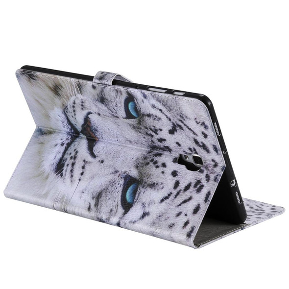 For Galaxy Tab A 10.5 T590 / T595 Colored Drawing Pattern Horizontal Flip PU Leatherette Case with Holder & Card Slots & Wallet(White Panther)