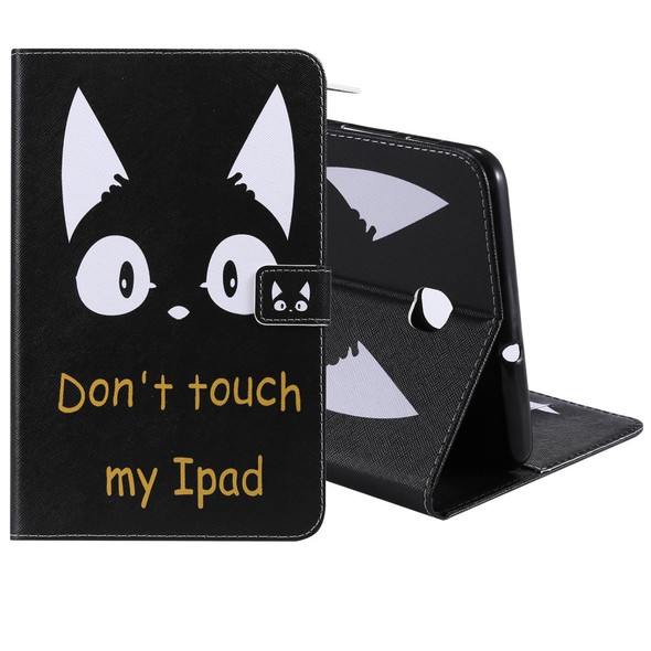 For Galaxy Tab A 8.0 (2018) T387 Colored Drawing Pattern Horizontal Flip PU Leatherette Case with Holder & Card Slots & Wallet(Cat Ears)