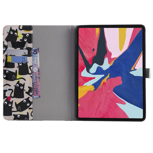 For iPad Pro 11 (2018) Colored Drawing Pattern Horizontal Flip PU Leatherette Case with Holder & Card Slots & Wallet(Little Cat)