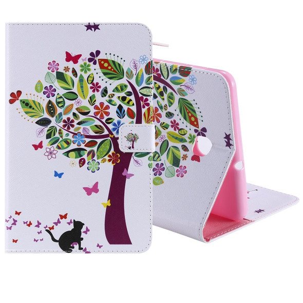 For Galaxy Tab A 8.0 (2018) T387 Colored Drawing Pattern Horizontal Flip PU Leatherette Case with Holder & Card Slots & Wallet(Cat and Tree)