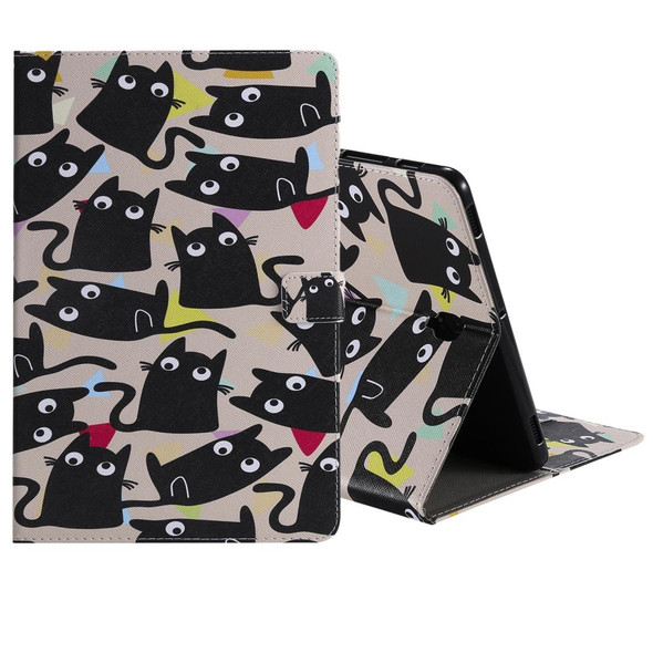For Galaxy Tab S4 10.5 T830 / T835 Colored Drawing Pattern Horizontal Flip PU Leatherette Case with Holder & Card Slots & Wallet (Little Cat)