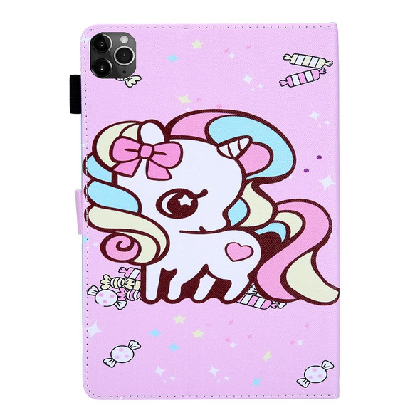 For iPad Pro 11 (2020) & (2018) Painted Pattern Tablet PC Protective Leatherette Case with Bracket & Card Slot & Photo Holder(Candy Unicorn)