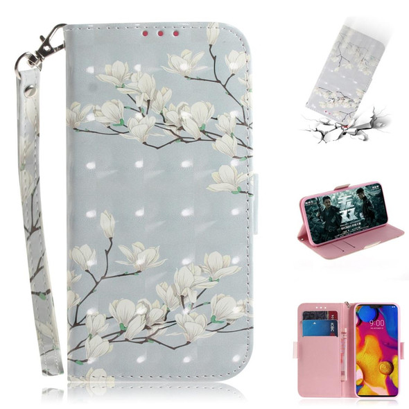 3D Painting Pattern Coloured Drawing Horizontal Flip Leatherette Case with Holder & Card Slots & Wallet For LG V40 ThinQ(Mognolia)