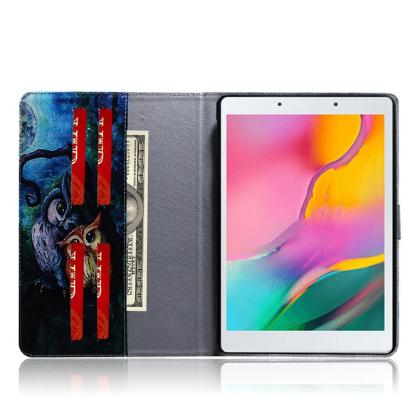 3D Colored Drawing Horizontal Flip Leatherette Case with Holder & Card Slot & Wallet For Galaxy Tab A 8.0 (2019) / T290 / T295(Oil Painting Owl)