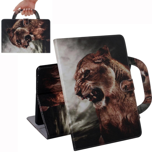 3D Colored Drawing Horizontal Flip Leatherette Case, with Holder & Card Slot & Wallet & Handle For Galaxy Tab A 8.0 (2019)(Lion)
