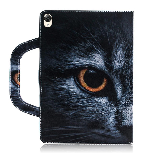 3D Colored Drawing Horizontal Flip Leatherette Case, with Holder & Card Slot & Wallet & Handle For Huawei MediaPad M6 8.4(Half Face Cat)