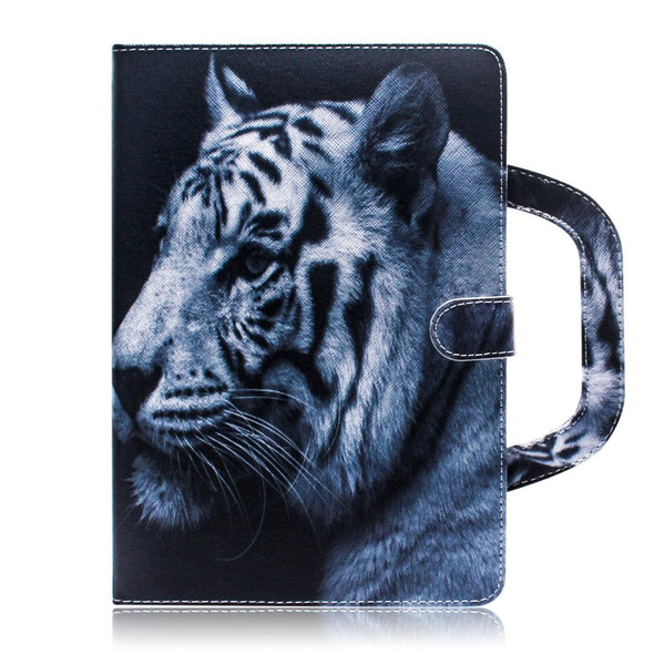 3D Colored Drawing Horizontal Flip Leatherette Case, with Holder & Card Slot & Wallet & Handle For Galaxy Tab A 8.0 (2019)(White Tiger)