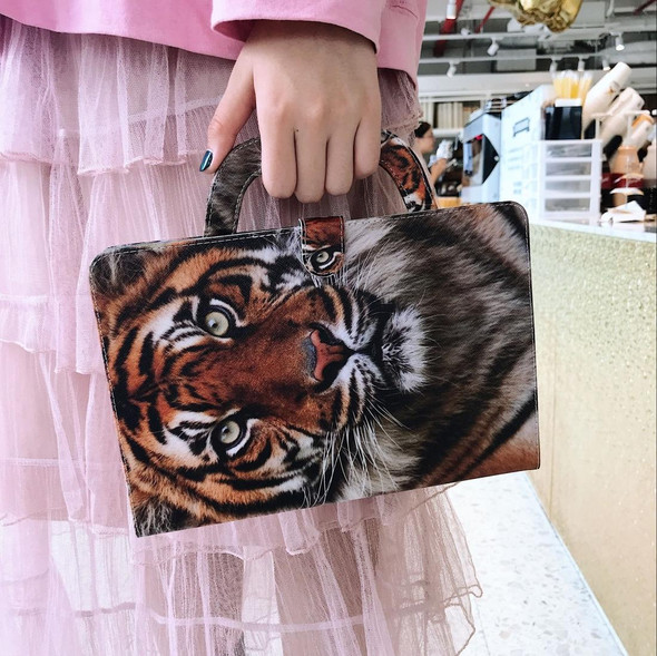 3D Colored Drawing Horizontal Flip Leatherette Case, with Holder & Card Slot & Wallet & Handle For Galaxy Tab A 8.0 (2019)(Siberian Tiger)