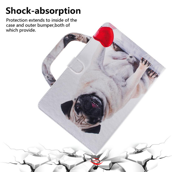 3D Colored Drawing Horizontal Flip Leatherette Case, with Holder & Card Slot & Wallet & Handle For Galaxy Tab A 8.0 (2019)(Pug)