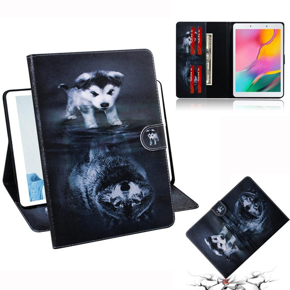 3D Colored Drawing Horizontal Flip Leatherette Case with Holder & Card Slot & Wallet For Galaxy Tab A 8.0 (2019) / T290 / T295(Wolf And Dog)
