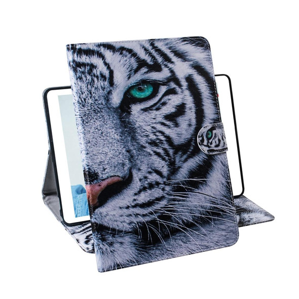 3D Colored Drawing Horizontal Flip Leatherette Case with Holder & Card Slot & Wallet For Huawei MediaPad M6 10.8(Tiger)