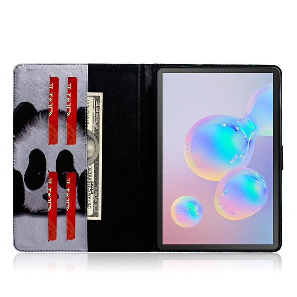 For Galaxy Tab S6 T860 / T865 3D Colored Drawing Horizontal Flip Leatherette Case with Holder & Card Slots & Wallet(Panda)