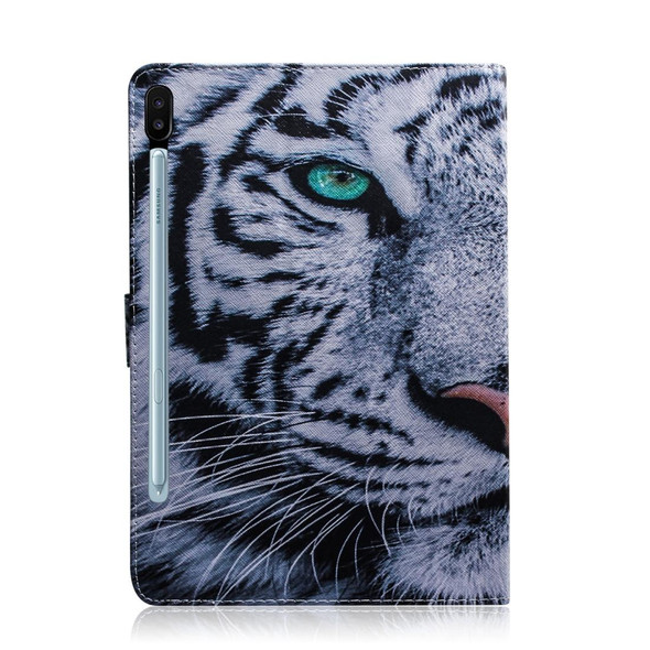 For Galaxy Tab S6 T860 / T865 3D Colored Drawing Horizontal Flip Leatherette Case with Holder & Card Slots & Wallet(Tiger)