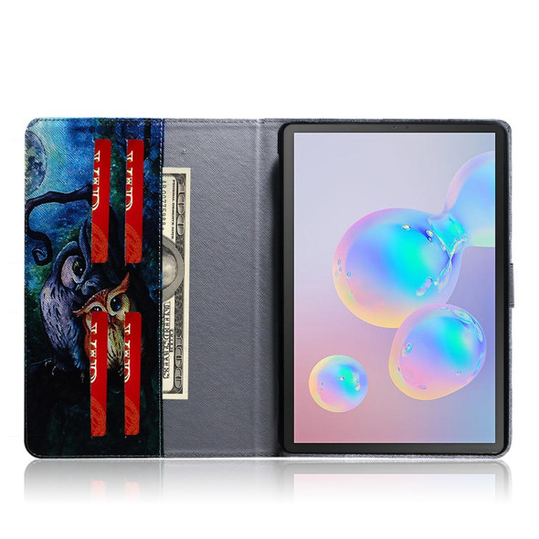 For Galaxy Tab S6 T860 / T865 3D Colored Drawing Horizontal Flip Leatherette Case with Holder & Card Slots & Wallet(Oil Painting Owl)