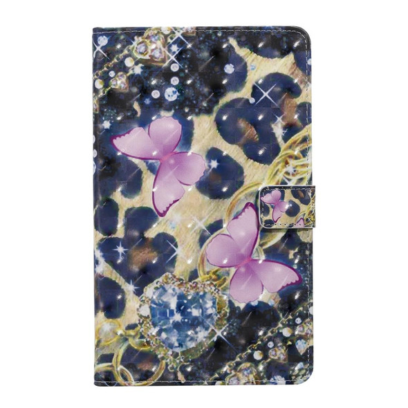 For Galaxy Tab A 8.0 (2019) T295/T290 3D Colored Drawing Horizontal Flip Leatherette Case with Holder & Card Slots & Wallet (Pink Butterfly)