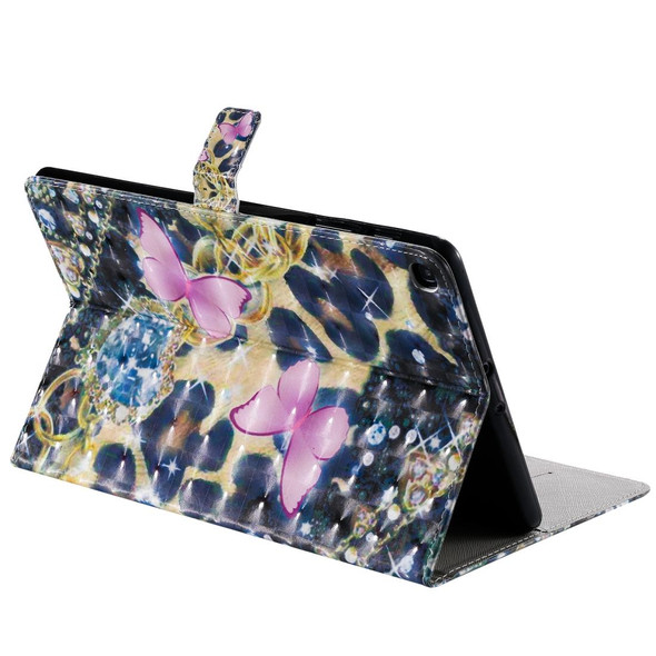 For Galaxy Tab A 10.1 (2019) 3D Colored Drawing Horizontal Flip Leatherette Case with Holder & Card Slots & Wallet (Pink Butterfly)