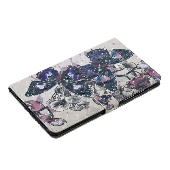 For Galaxy Tab A 8.0 (2019) T295/T290 3D Colored Drawing Horizontal Flip Leatherette Case with Holder & Card Slots & Wallet (Black Butterfly)