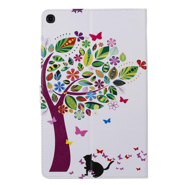 For Galaxy Tab A 10.1 (2019) 3D Colored Drawing Horizontal Flip Leatherette Case with Holder & Card Slots & Wallet(Cat and Tree)