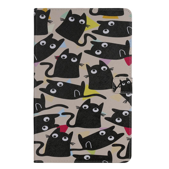 For Galaxy Tab A 10.1 (2019) 3D Colored Drawing Horizontal Flip Leatherette Case with Holder & Card Slots & Wallet(Cat)
