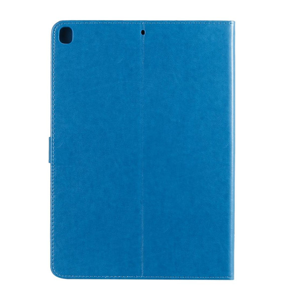 For iPad 10.2 / Pro 10.5 / Air 2019 Pressed Printing Cat and Tree Pattern Horizontal Flip Leatherette Case with Holder & Card Slots & Wallet(Blue)