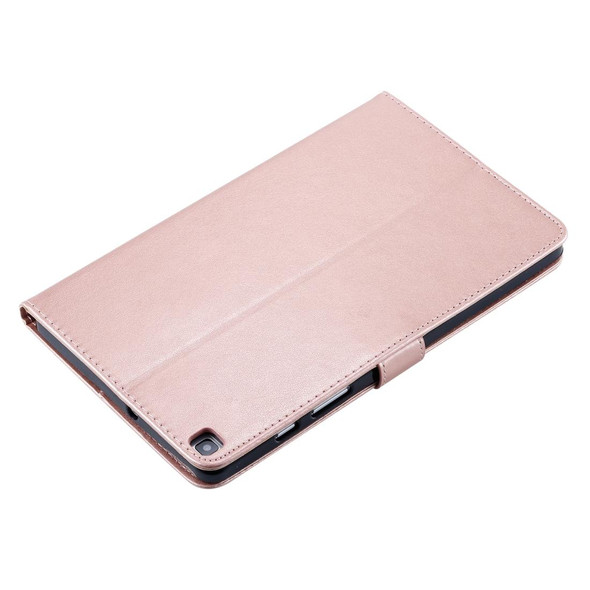 For Galaxy Tab A 8.0 (2019) T295/T290 Pressed Printing Woman and Cat Pattern Horizontal Flip Leatherette Case with Holder & Card Slots & Wallet(Rose Gold)