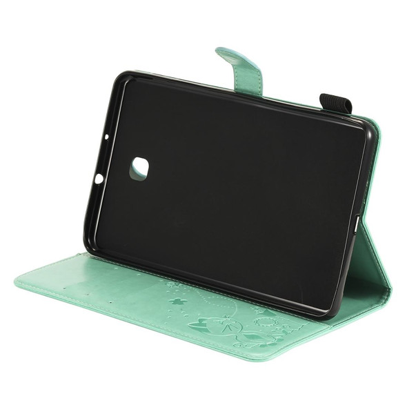 For Samsung Galaxy Tab A8.0 (2018) T387 Cat Bee Embossing Pattern Shockproof Table PC Protective Horizontal Flip Leatherette Case with Holder & Card Slots & Wallet & Pen Slot(Green)