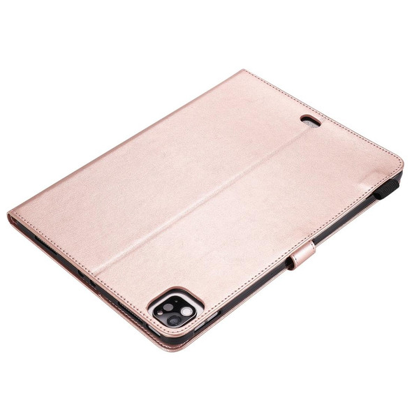 For iPad Pro 11 (2020) & (2018) Cat Bee Embossing Pattern Horizontal Flip Leatherette Tablet Case with Holder & Card Slots & Wallet & Pen Slot & Wake-up / Sleep Function(Rose Gold)