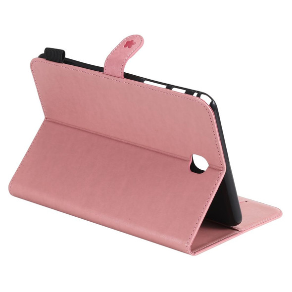 For Samsung Galaxy Tab A8.0 (2015) T350 Cat Bee Embossing Pattern Shockproof Table PC Protective Horizontal Flip Leatherette Case with Holder & Card Slots & Wallet & Pen Slot & Wake-up / Sleep Function(Pink)