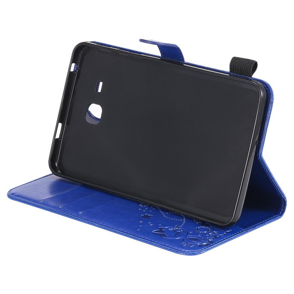 For Samsung Galaxy Tab A7.0 (2016) T280 Cat Bee Embossing Pattern Shockproof Table PC Protective Horizontal Flip Leatherette Case with Holder & Card Slots & Wallet & Pen Slot & Wake-up / Sleep Function(Blue)