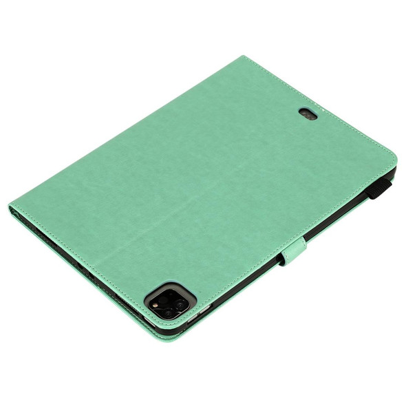 For iPad Pro 11 (2020) & (2018) Cat Bee Embossing Pattern Horizontal Flip Leatherette Tablet Case with Holder & Card Slots & Wallet & Pen Slot & Wake-up / Sleep Function(Green)