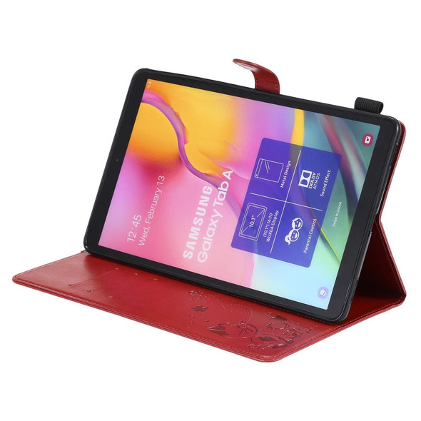 For Samsung Galaxy Tab A9.7 T550 Cat Bee Embossing Pattern Shockproof Table PC Protective Horizontal Flip Leatherette Case with Holder & Card Slots & Wallet & Pen Slot & Wake-up / Sleep Function(Red)