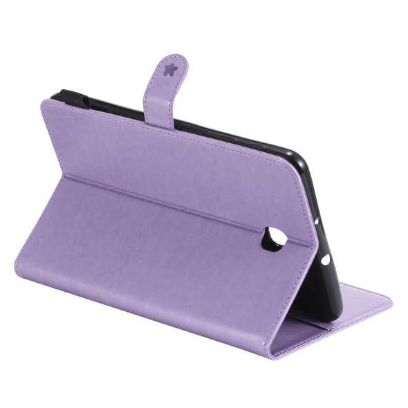 For Samsung Galaxy Tab A8.0 (2018) T387 Cat Bee Embossing Pattern Shockproof Table PC Protective Horizontal Flip Leatherette Case with Holder & Card Slots & Wallet & Pen Slot(Purple)