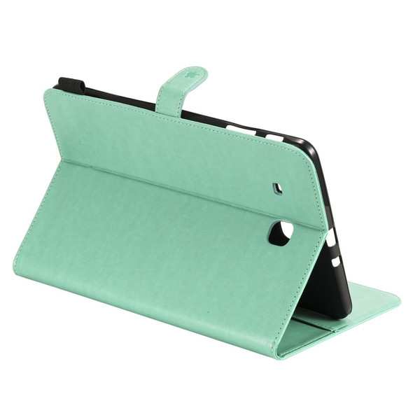 For Samsung Galaxy Tab E9.6 T560 Cat Bee Embossing Pattern Shockproof Table PC Protective Horizontal Flip Leatherette Case with Holder & Card Slots & Wallet & Pen Slot(Green)